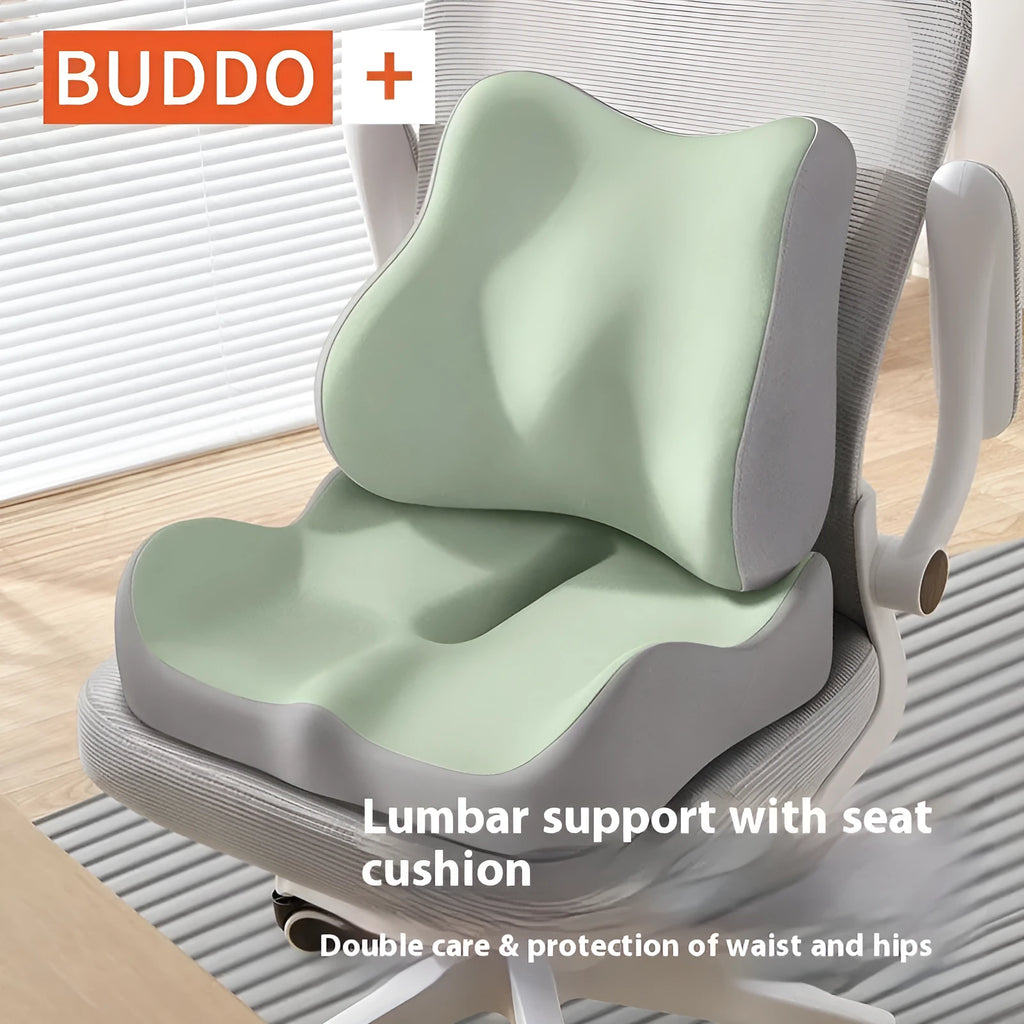 Memory foam waist rest seat cushion in double grey colour for office chair comfort support