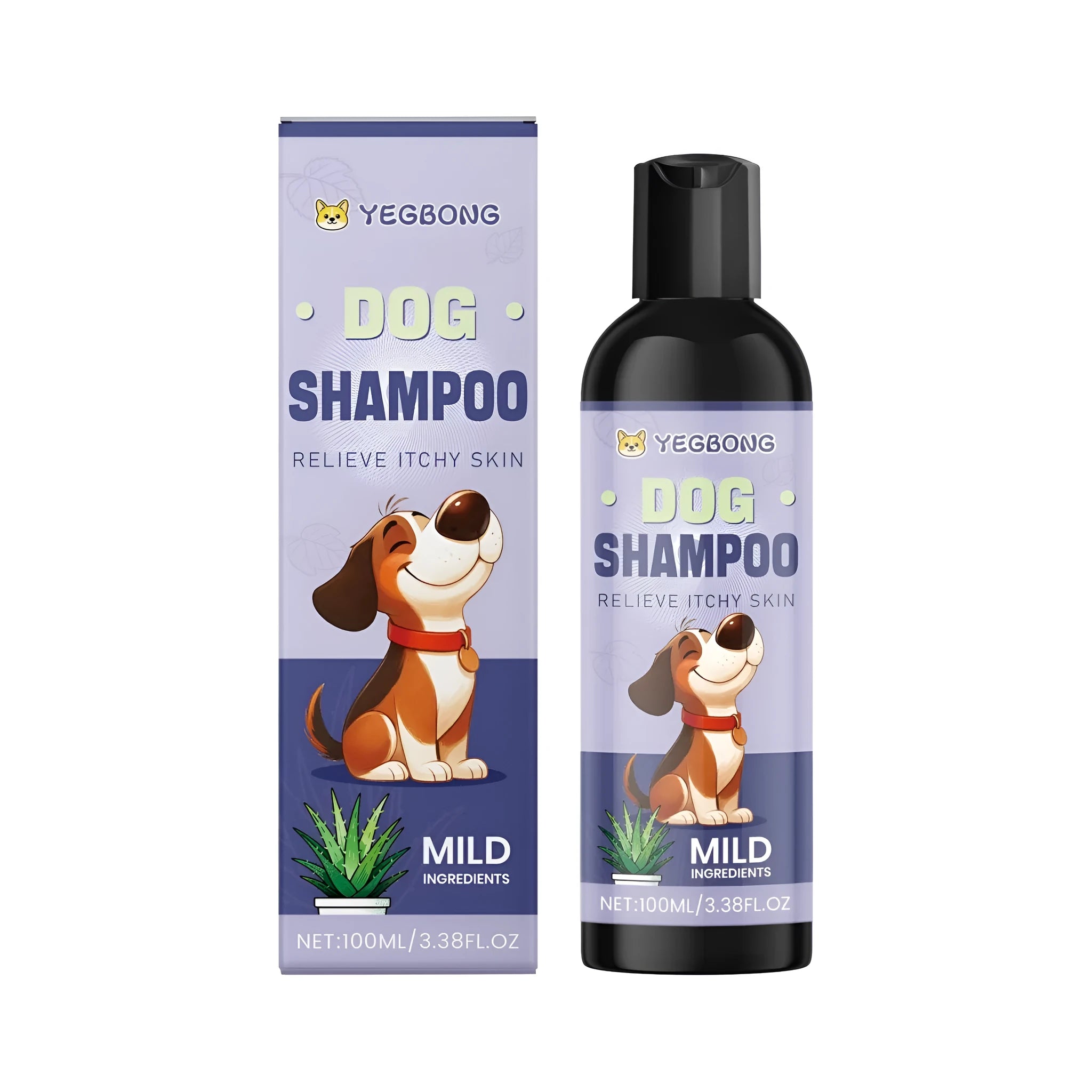 100ml bottle of gentle dog shampoo with aloe barbadensis for sensitive skin