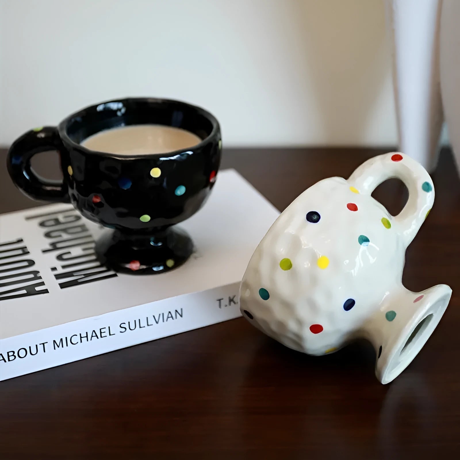 Hand-pinched irregular ceramic mug in solid colour, approximately 250ml capacity