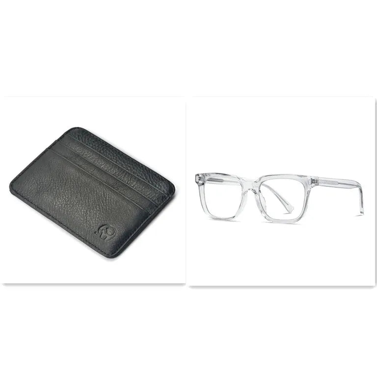Genuine leather magic wallet in brown, open to show 27 card slots, money clip, and ID window