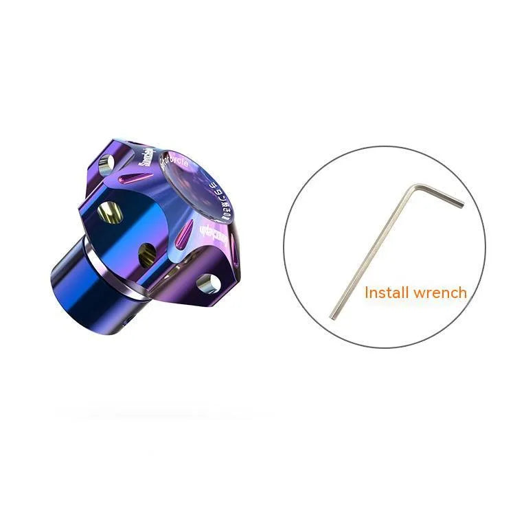 Motorcycle key covers in hexagonal, pentagram and plum blossom designs with blue and white keychains