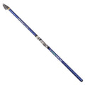 Blue carbon telescopic rock fishing rod extended showing full length against a neutral background