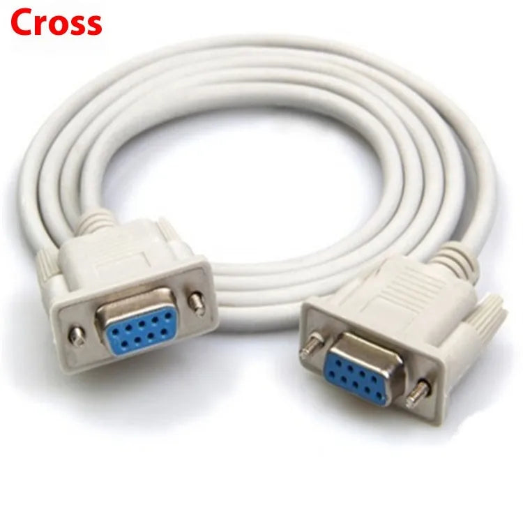 Milky white DB9 RS232 serial cable with female connectors at both ends, length 1.5 metres.