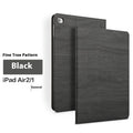 Universal iPad protective cover with sleep bracket in imitation leather, shown in sapphire blue and black colour options