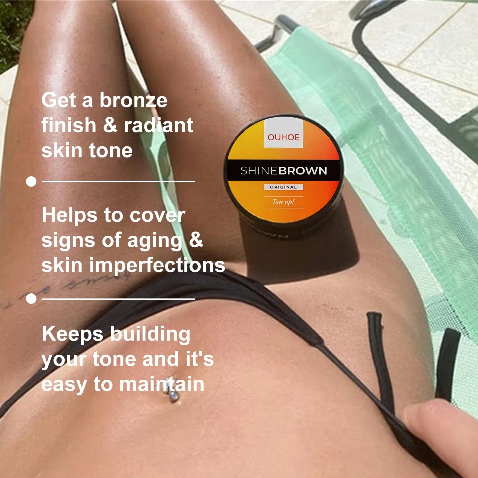 Intensive tanning cream with aloe vera gel in 50g and 100g containers for natural bronze tanning