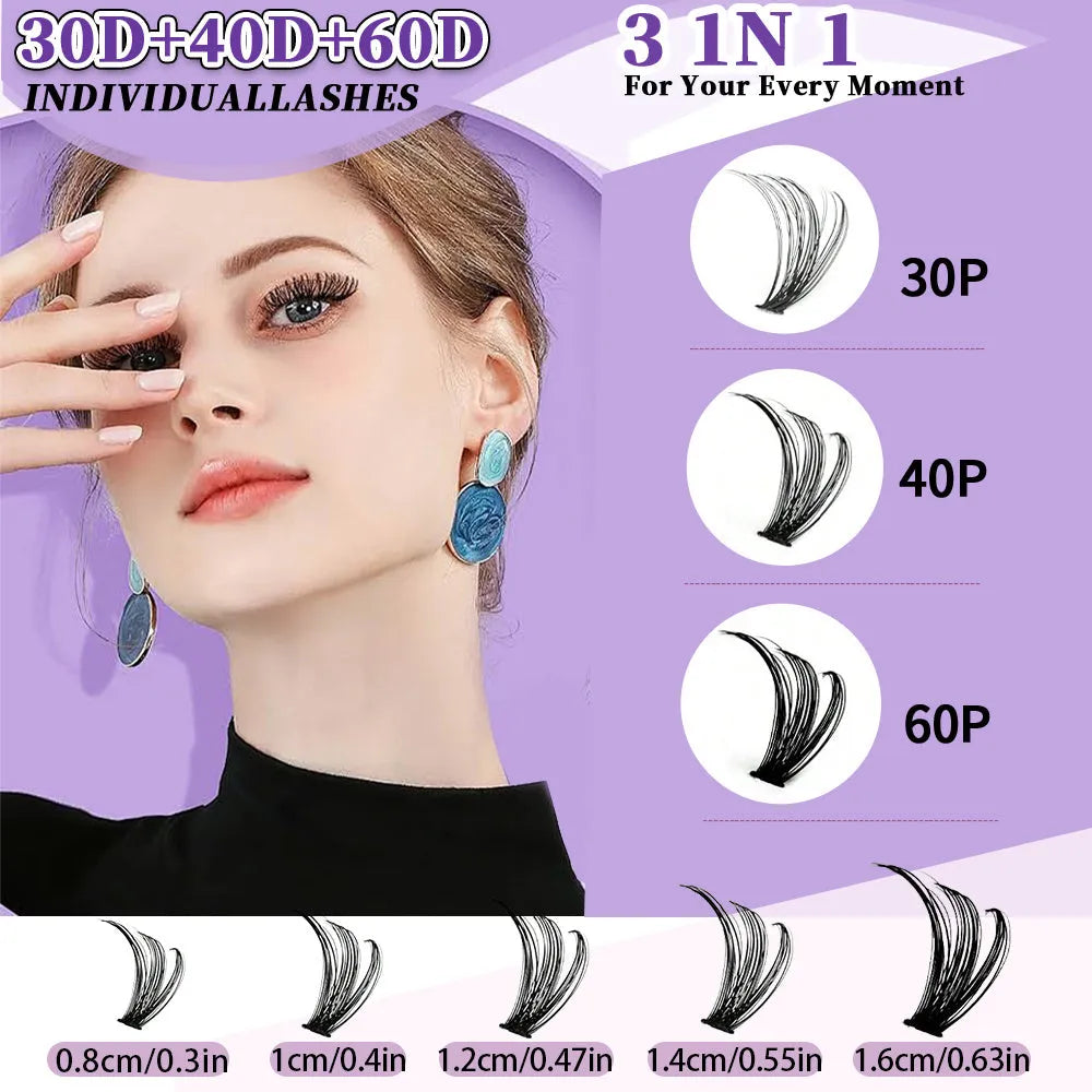 32 row book cluster eyelash set with 640 segmented lashes in two styles for DIY lash extensions