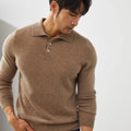 Men's cashmere polo collar pullover sweater in loose fit available in multiple colours