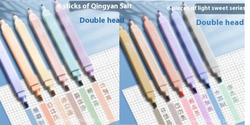 Set of double headed fluorescent marking pens in salt series, sweet series, and mixed colour packs