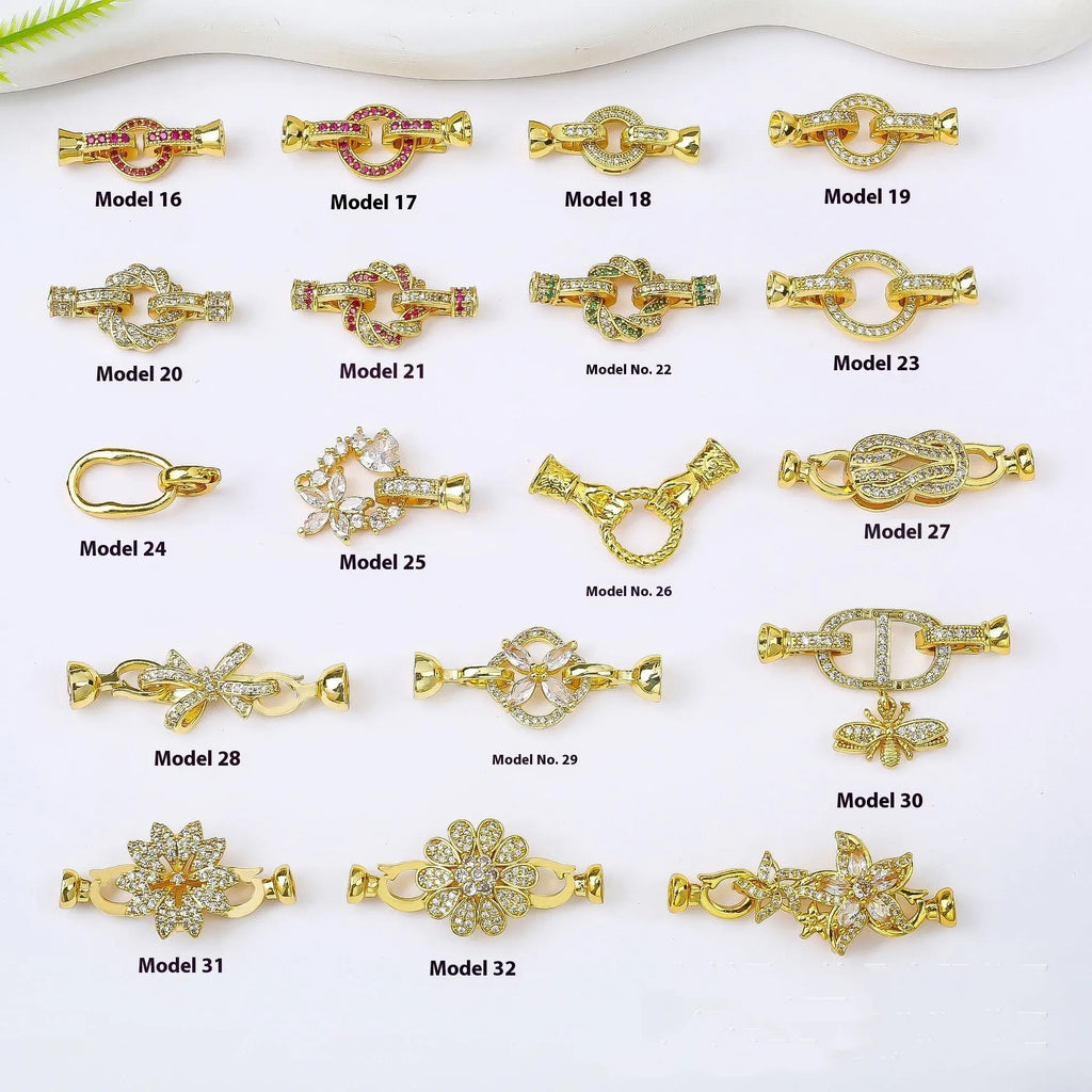 Small gold-plated chain buckle with pearl detail for DIY necklace making