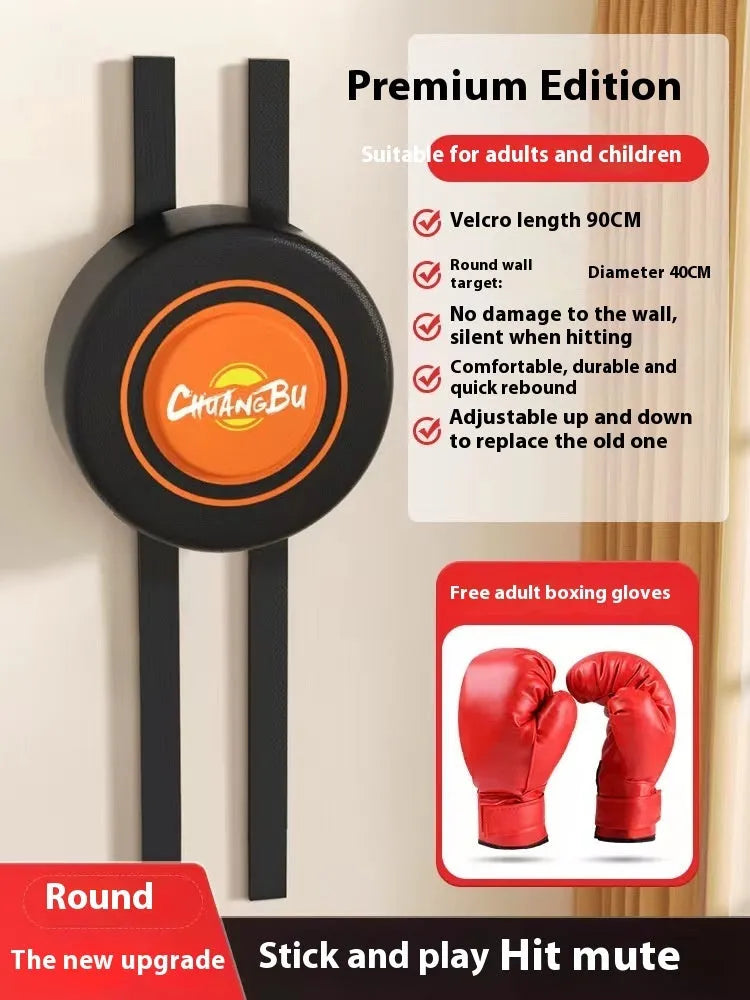 Hanging wall-mounted PU boxing sandbag target for home fitness training.