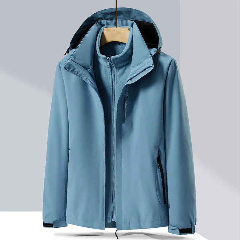 Men's fluorescent coloured removable two-piece waterproof mountaineering suit for outdoor sports
