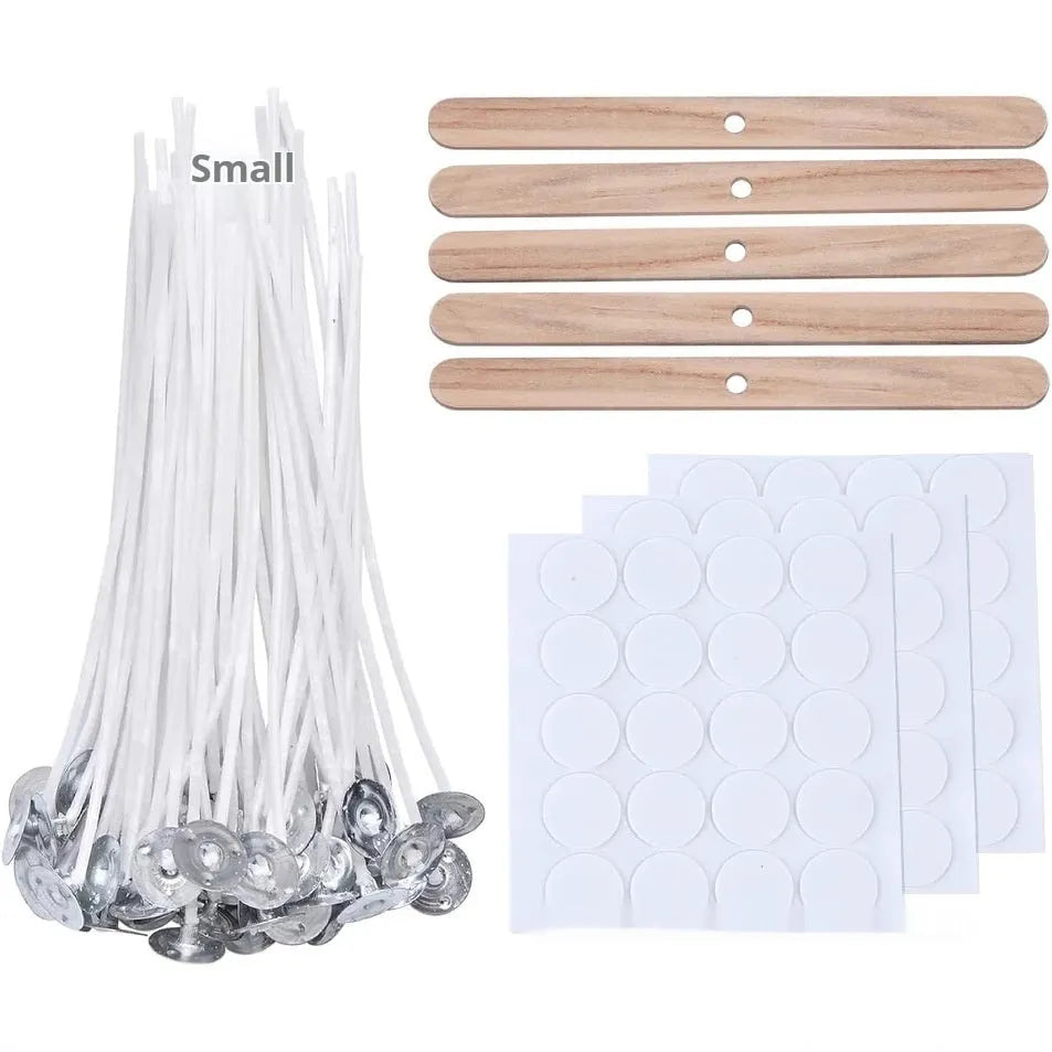 White cotton candle wicks in three lengths for DIY candle making