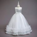 Children's sequined embroidered mesh princess tutu dress in colours including champagne, green, pink, purple, red, white – sizes 120-160cm