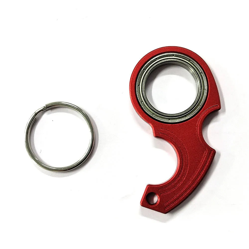 Metal texture rotating keychain in American style, 5x3.8mm, black colour with key ring