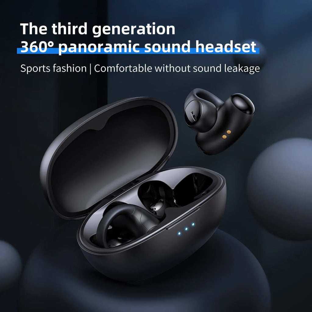 T306 wireless Bluetooth gaming headset with earhook clip-on design in black and white colour options