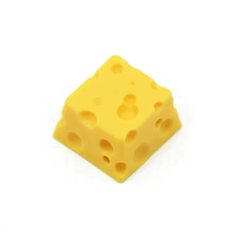 Yellow resin cheese wedge key cap for mechanical keyboards with detailed sculpting