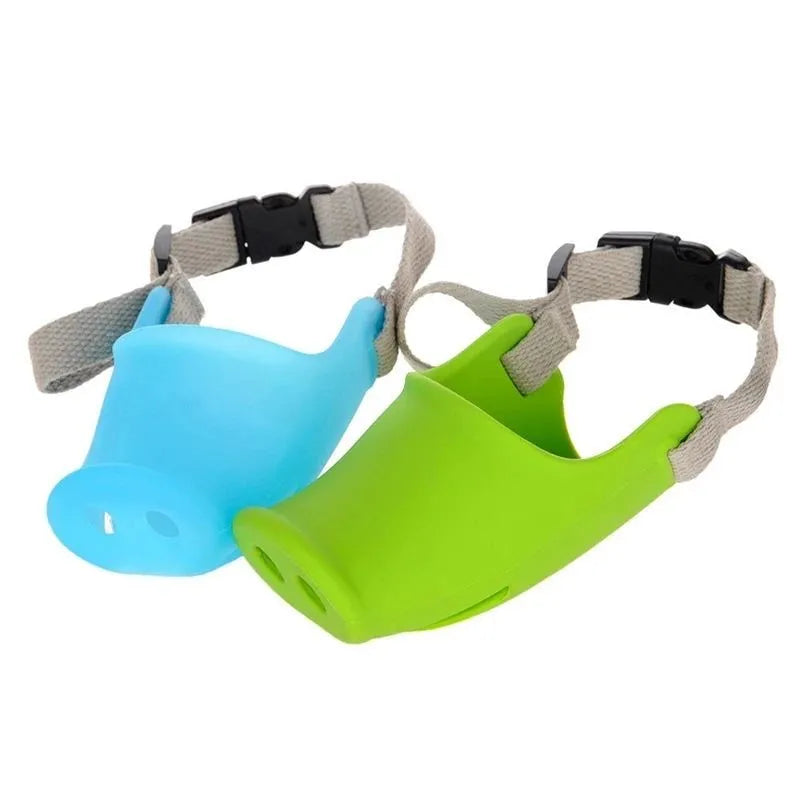 Dog anti-bite mouth cover made of silicone in green and blue, large and small sizes for long mouths and pet pigs