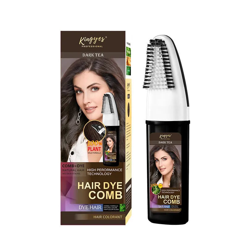 Easy Coloring Comb hair dye bottle with attached applicator brush in Brown, Wine Red, and Dark Brown options