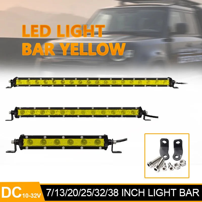 25 inch aluminium single row LED light bar with mounting brackets for vehicles