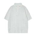 Solid colour short-sleeved knitting polo shirt in loose cardigan style for teenagers