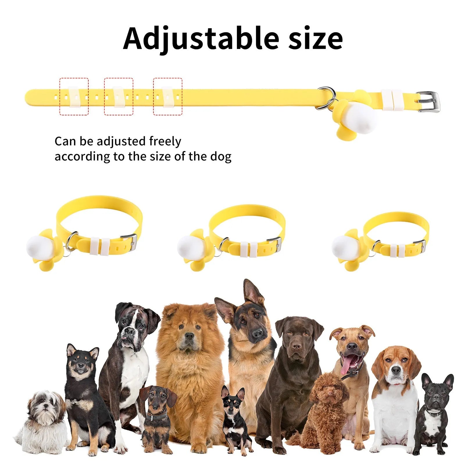 USB rechargeable banana-shaped luminous dog collar light in yellow silicone for pet safety