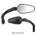 Black rotatable mountain bike rearview mirror measuring 210x102.5mm with PMMA acrylic construction