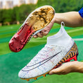 Men's high-top football trainers with gold-plated PVC soles and synthetic leather upper in multiple colours