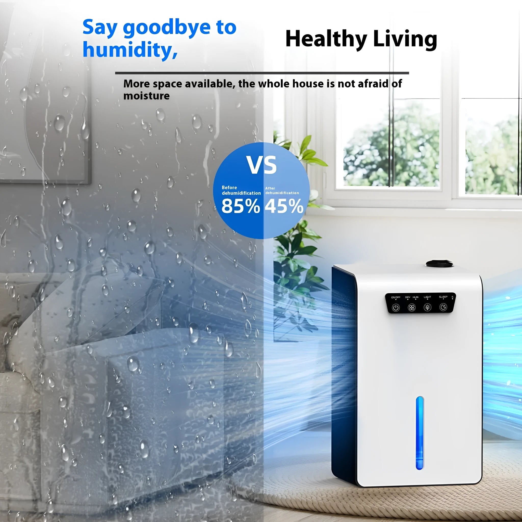Milky white household dehumidifier for bedrooms and small spaces up to 20 square metres