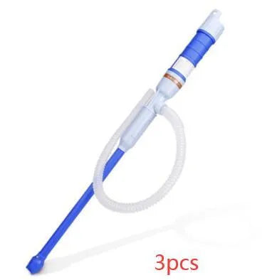 Blue manual hand pump for transferring gasoline and liquids to vehicles
