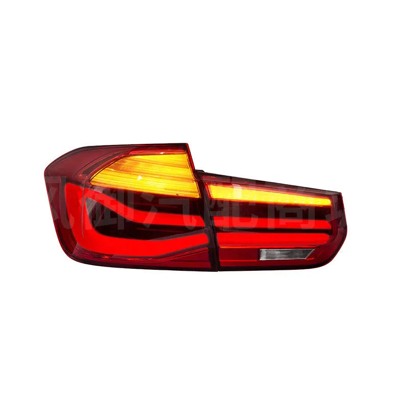 BMW 3 Series tail light assembly with LED streamer running light in smoked black or red finish.