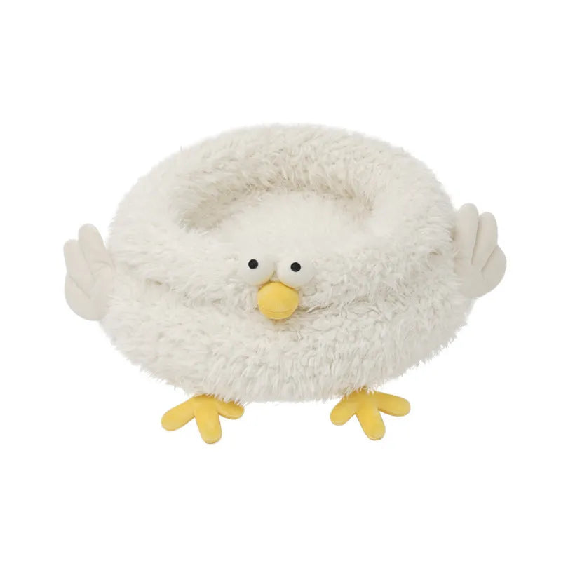 White super soft crystal velvet pet bed measuring 49x49x21cm for cats and small pets
