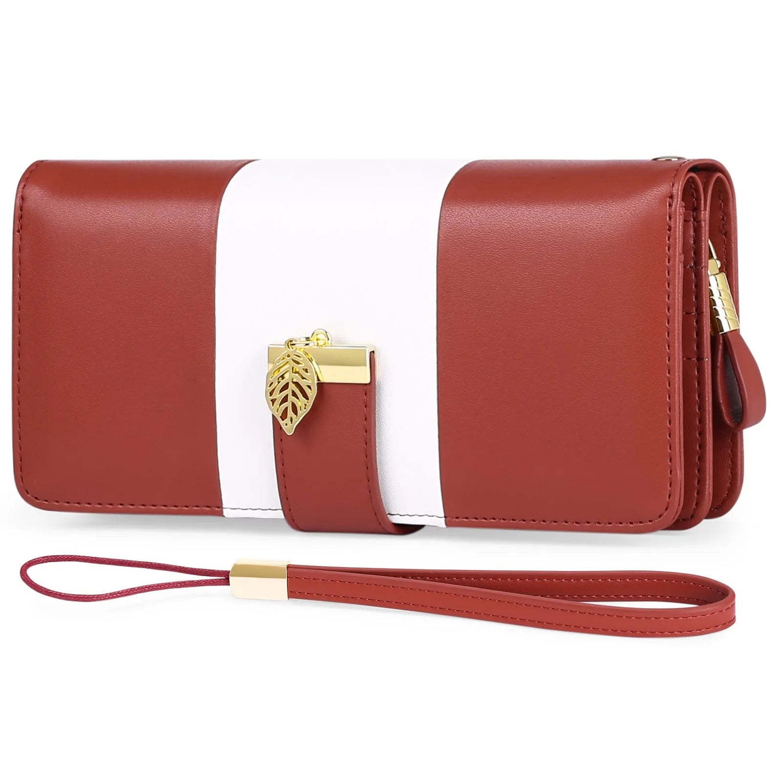 Anti theft clutch wallet with lock showing RFID blocking and PU leather construction in midnight black colour