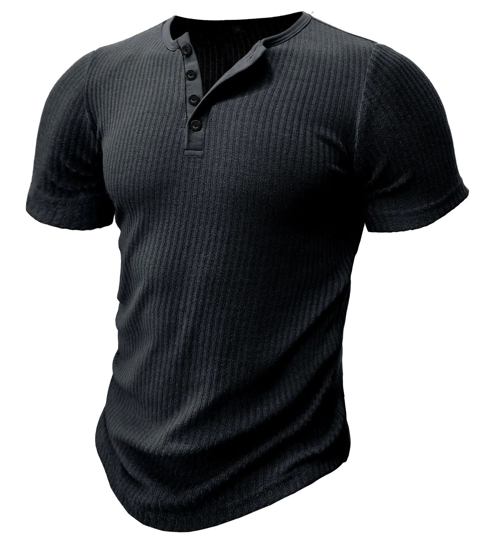 Men's slim-fitting solid colour muscle t-shirt in polyester fabric for sports wear.