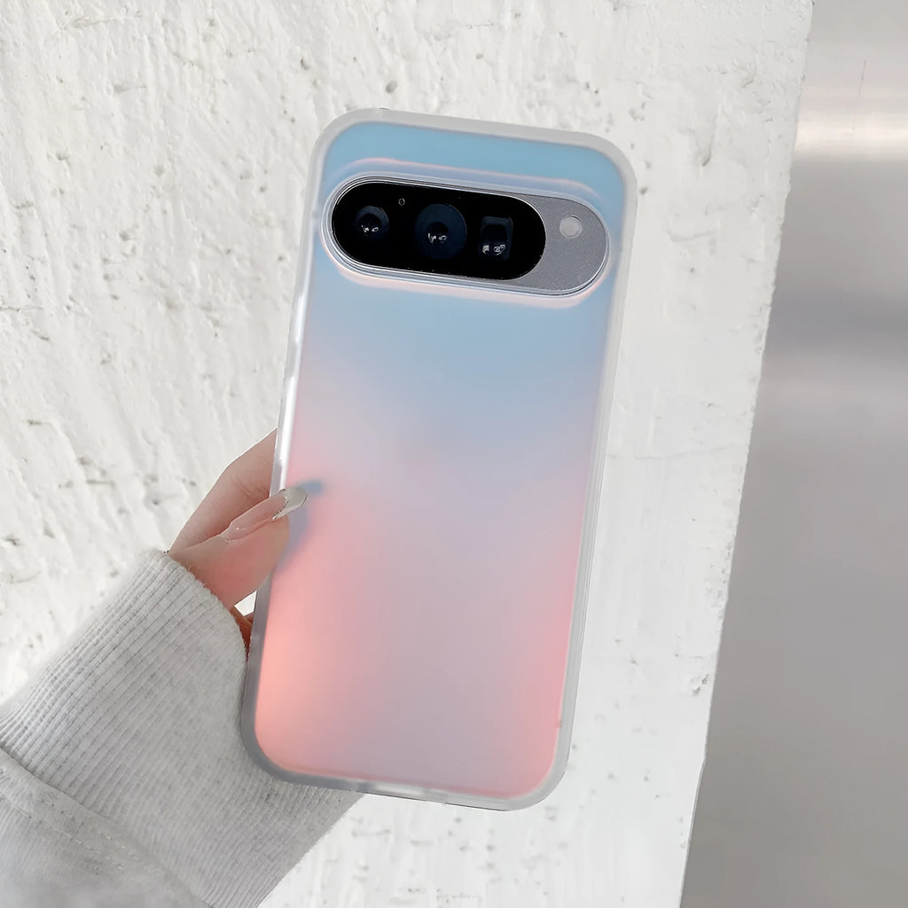 Laser patterned colourful transparent matte phone case for Google smartphones with magnetic feature.