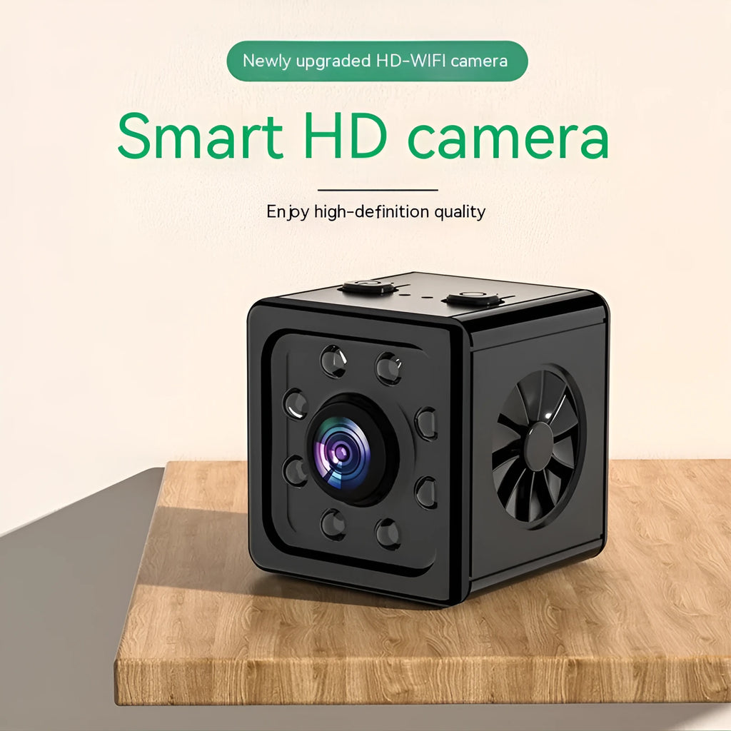 Black ABS plastic network sports camera cube measuring 26cm with mounting bracket and accessories