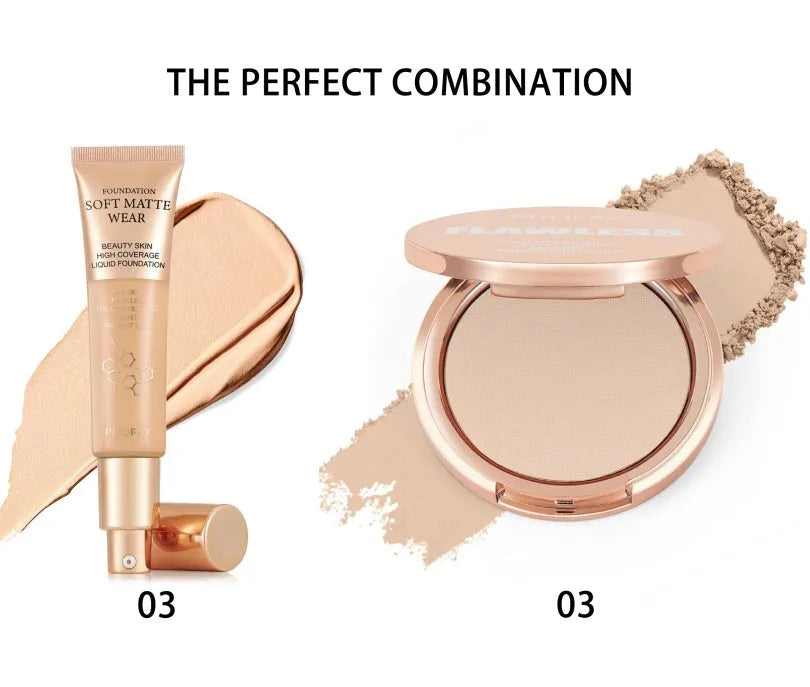 PHOFAY Matte Setting Pressed Powder compact 8g in hand with powder-puff for T-zone mattifying
