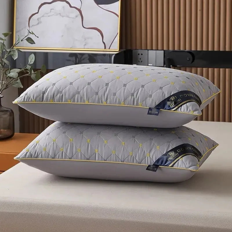 Polyester fibre pillow core for bedding in blue, grey, white, or argy wormwood print, shown in standard 48x74 cm size.
