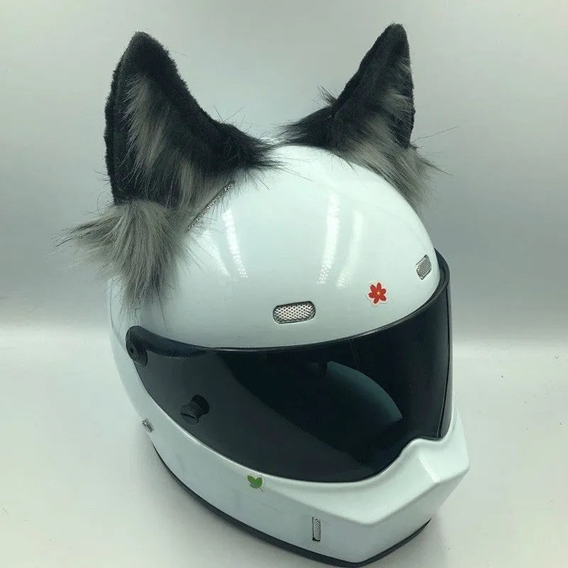 Set of ABS plastic animal ears and tail for motorcycle helmet customisation