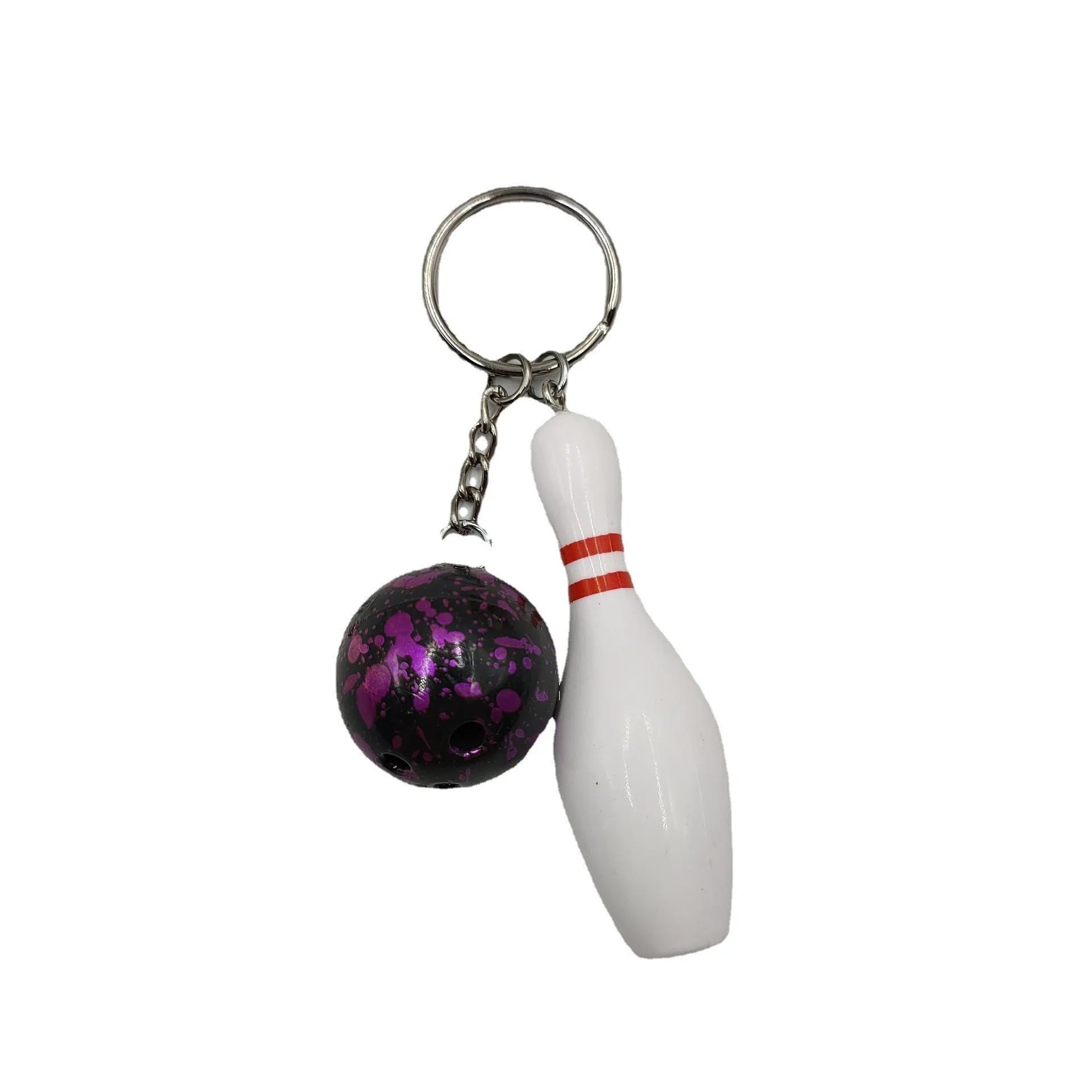 Mini bowling simulation keychain pendant in PVC metal available in four colours