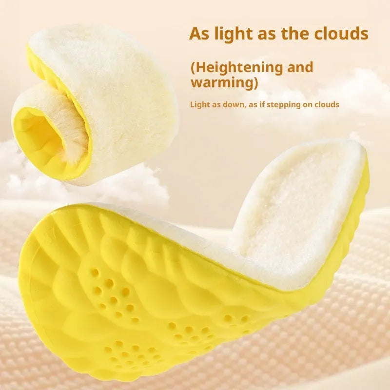 Wool fleece lined cloud height increasing insole in warm winter style, available in 1.5cm to 3.5cm heights, sizes 35-46