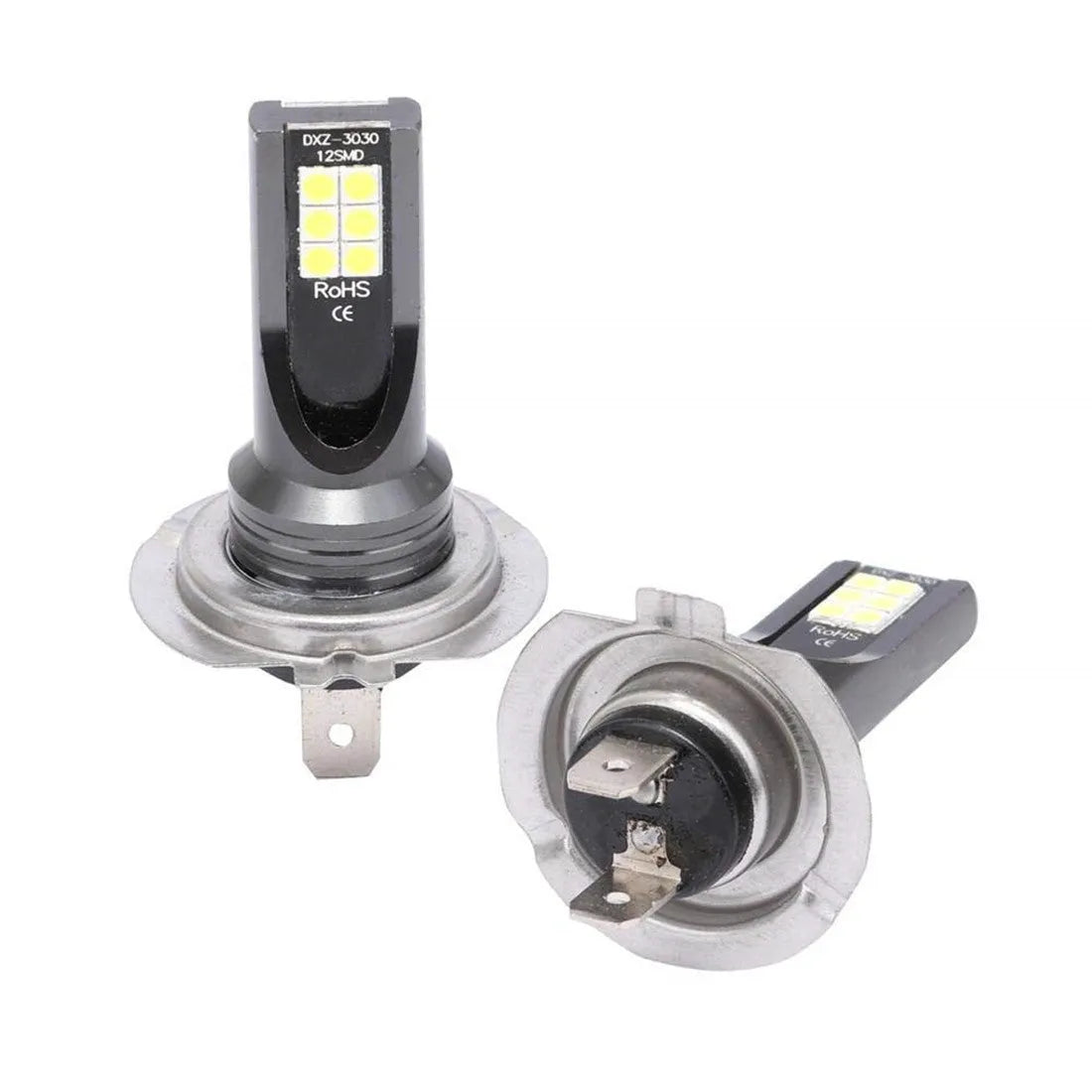 H7 socket 110W LED car fog light with 12 SMD LEDs and white aluminium housing.