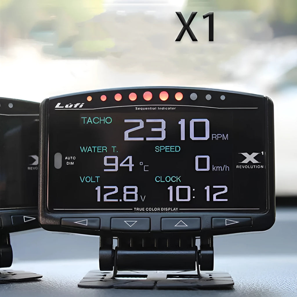 X1 Automotive OBD diagnostic instrument with metal construction and LED display