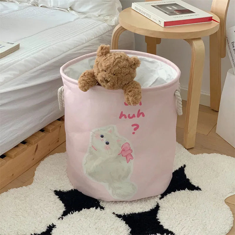Foldable cotton cloth laundry basket in modern simplicity style with large capacity for bedroom or bathroom storage.