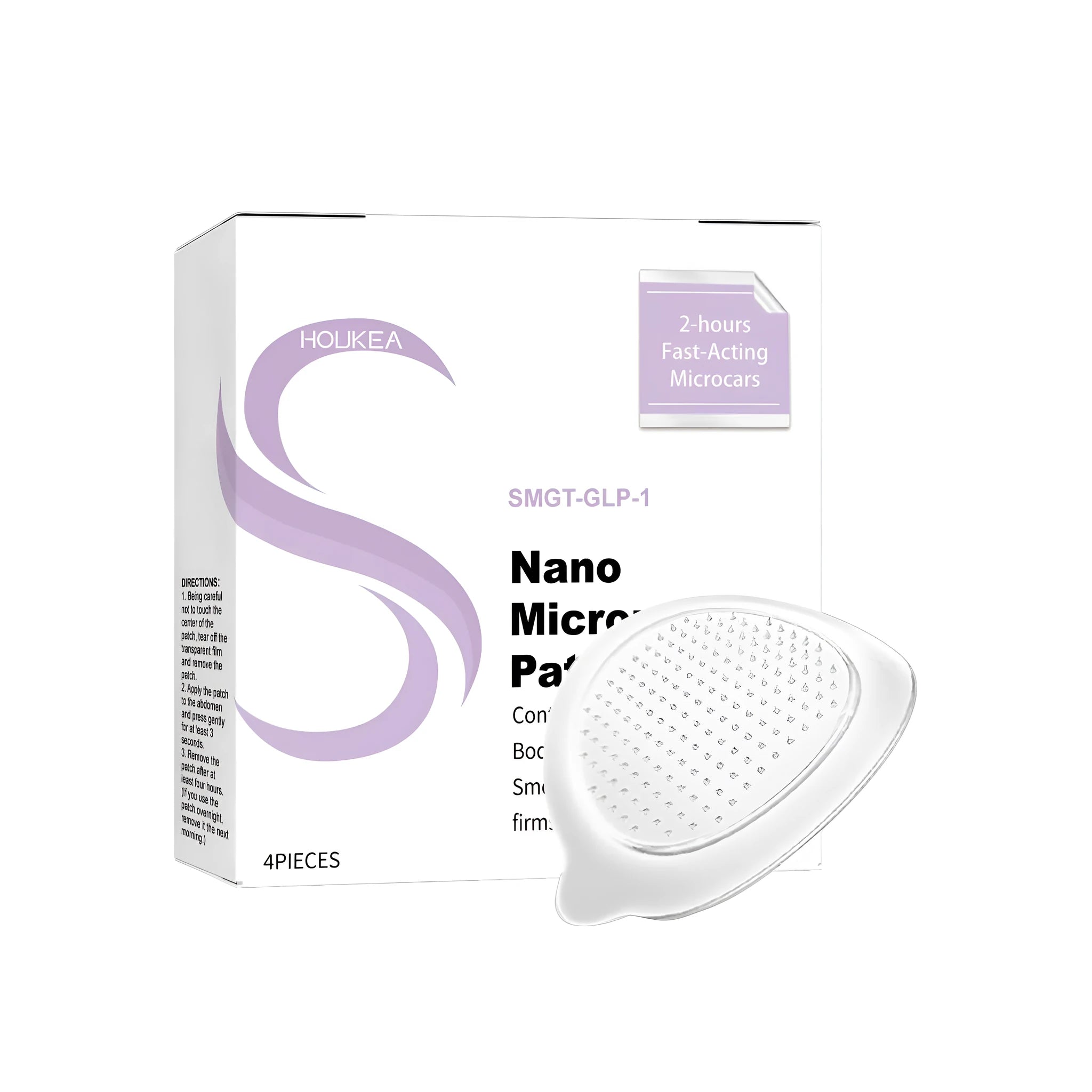 Four transparent nano microneedle patches with ginger, mugwort root and GLP-1 ingredients