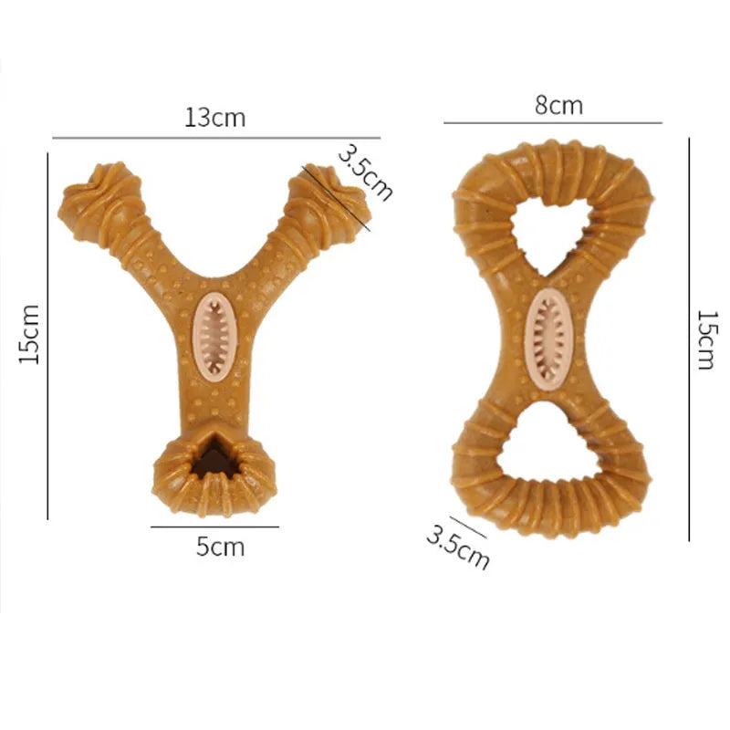 Durable natural coloured dog chew toy in 8-shape and Y-shape for medium to large breeds