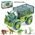 Large engineering vehicle dinosaur children's toy car set with Tyrannosaurus and Triceratops plastic vehicles in colour boxes