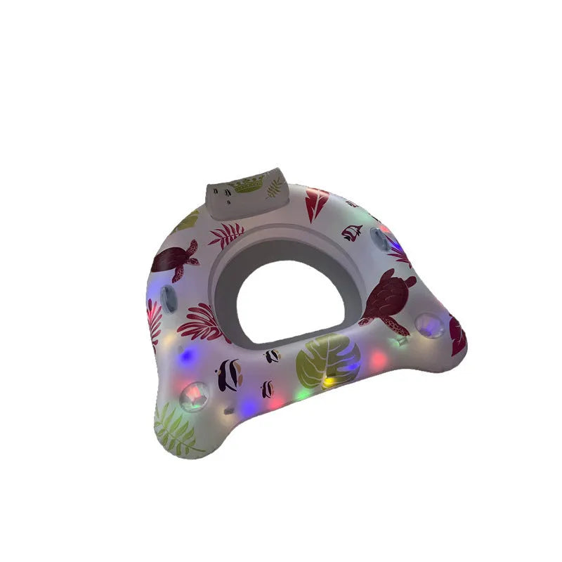 White luminous U-shaped inflatable pool float recliner on 120x120cm scale