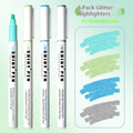 Set of four Sparkling Star River glitter highlighter pens in pastel colours with slanted tips.