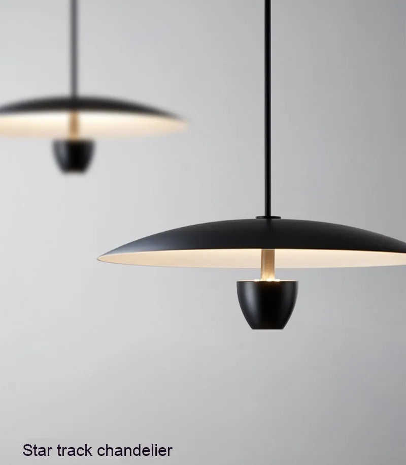 Black minimalist Nordic chandelier with 400mm size and warm white illumination