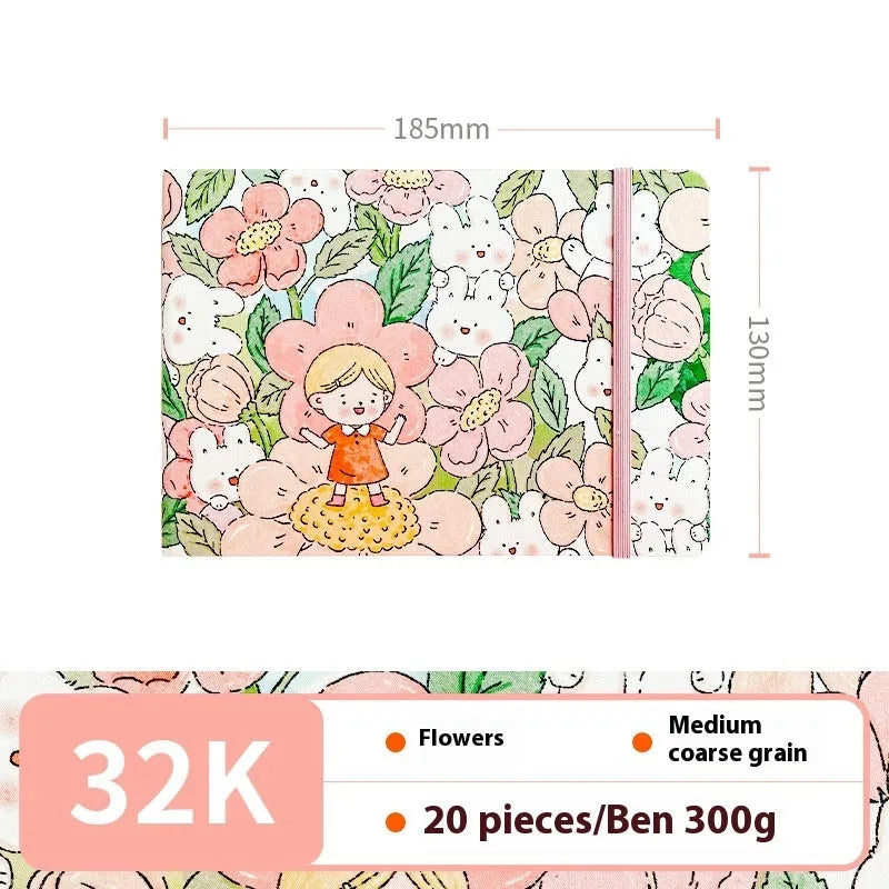 Feiluniao handmade fabric watercolour notebook in 185mm portable size, showing artistic cover design.